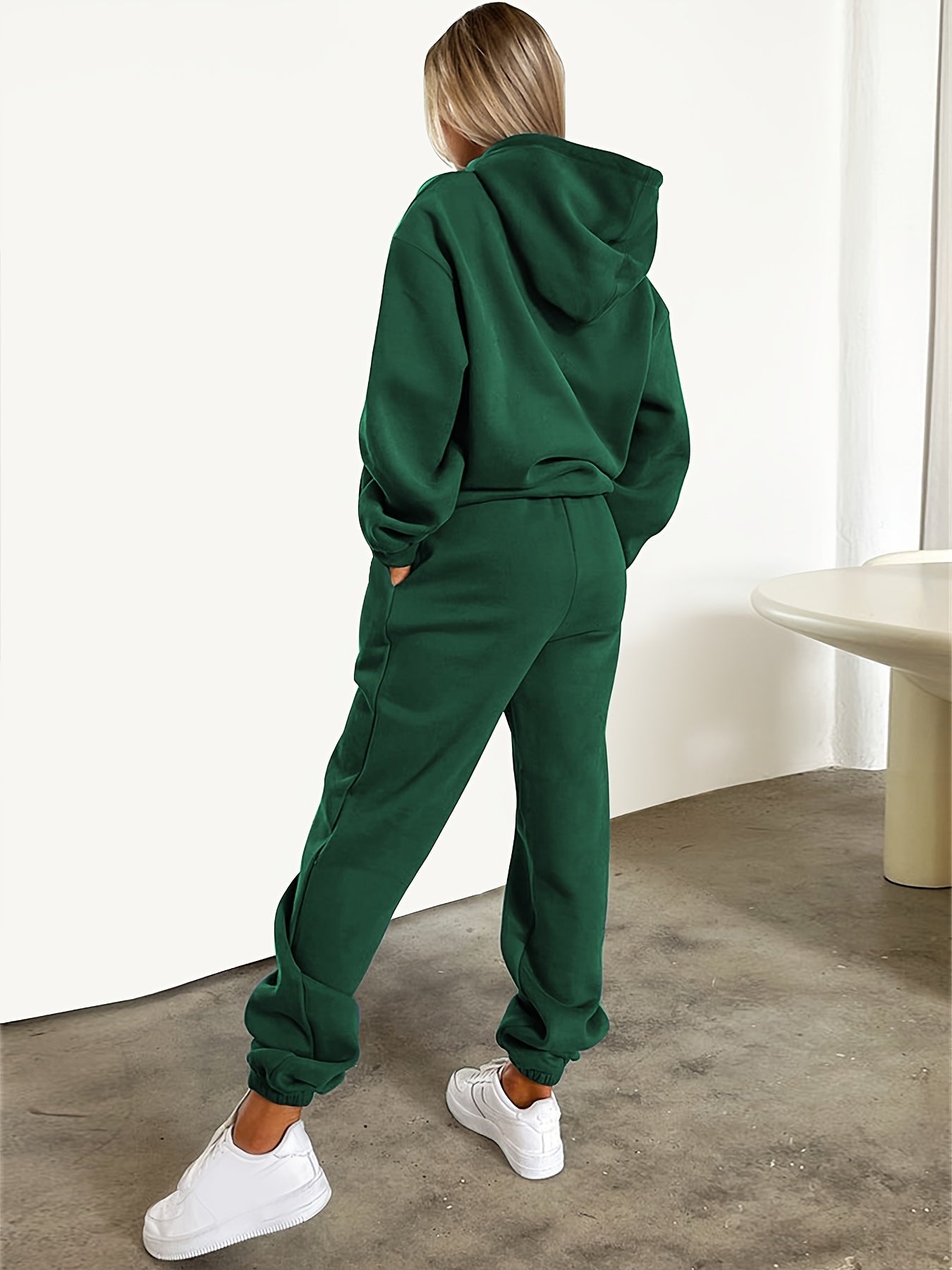 Letter Print Casual Two-piece Set, Hooded Top & Jogger Pants