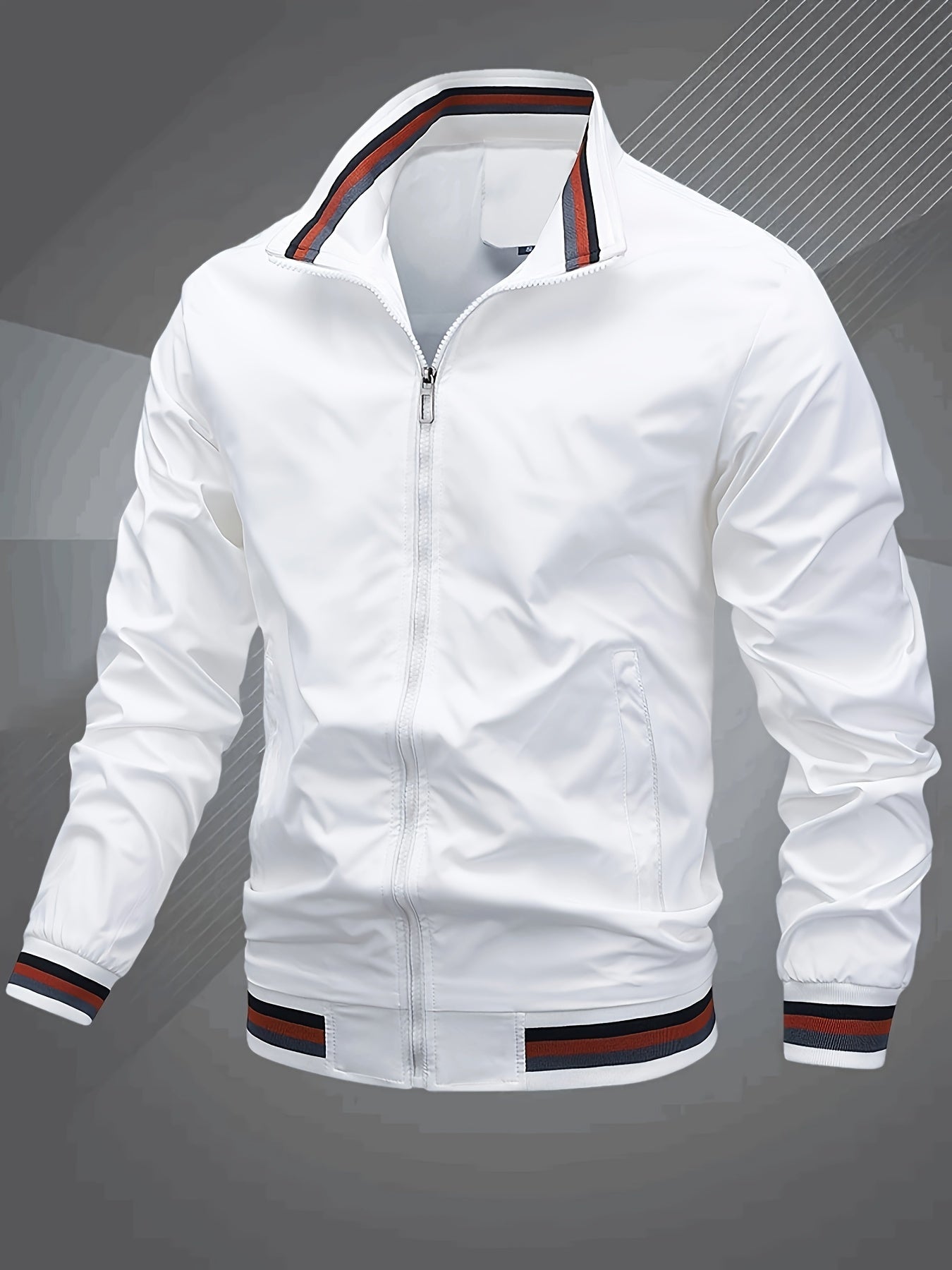 Klassische Bomberjacke mit Baseballkragen für Herren, Windbreaker für Frühling/Herbst