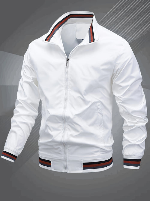 Klassische Bomberjacke mit Baseballkragen für Herren, Windbreaker für Frühling/Herbst
