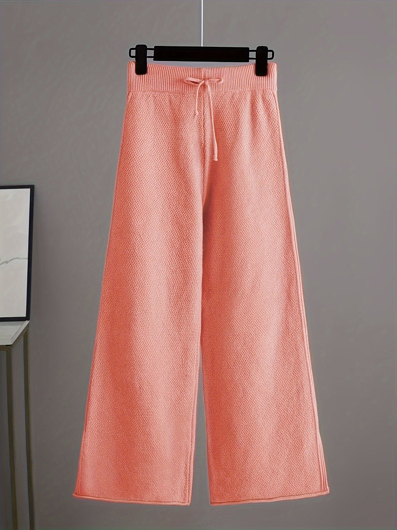 Damen-Set aus Strickpullover und Hose mit weitem Bein – lässig, langärmlig, einfarbig