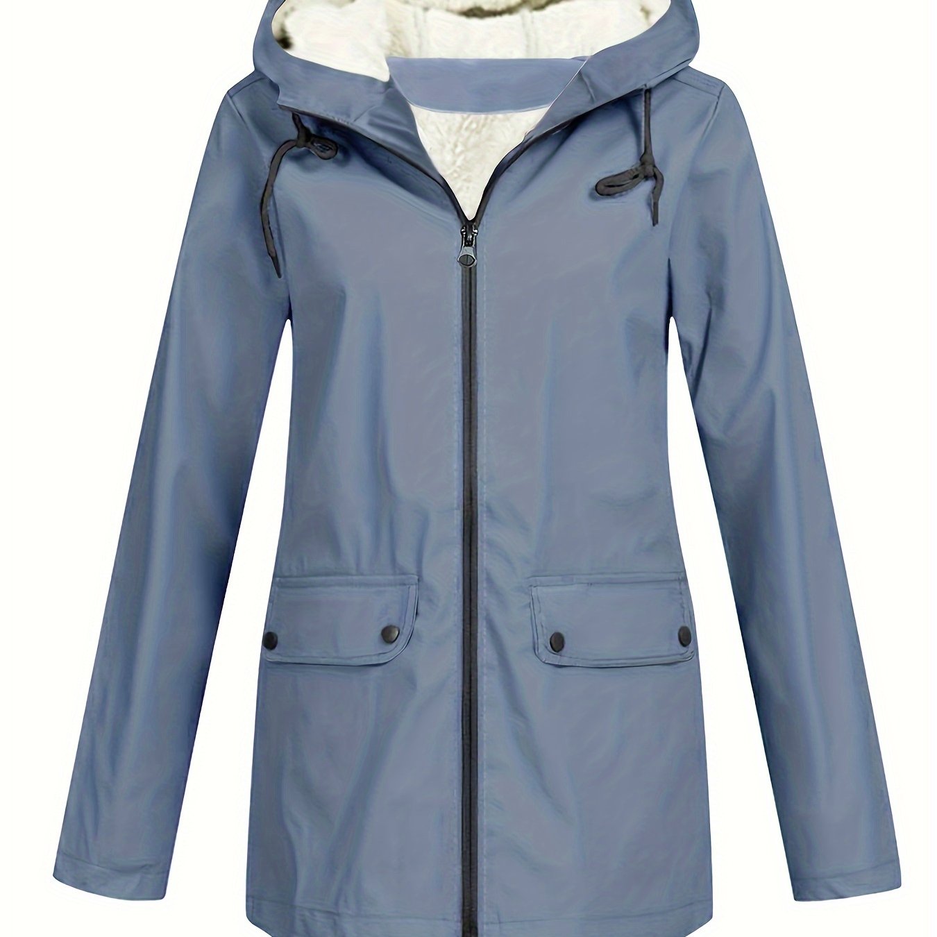 Flap Pockets Zip-up Hoodie Jacket - Casual Long Sleeve Windbreaker for Fall & Winter