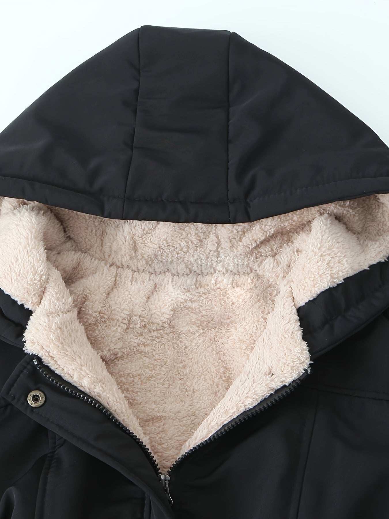 Women's Hooded Midi Coat, Padded, Drawstring Detail