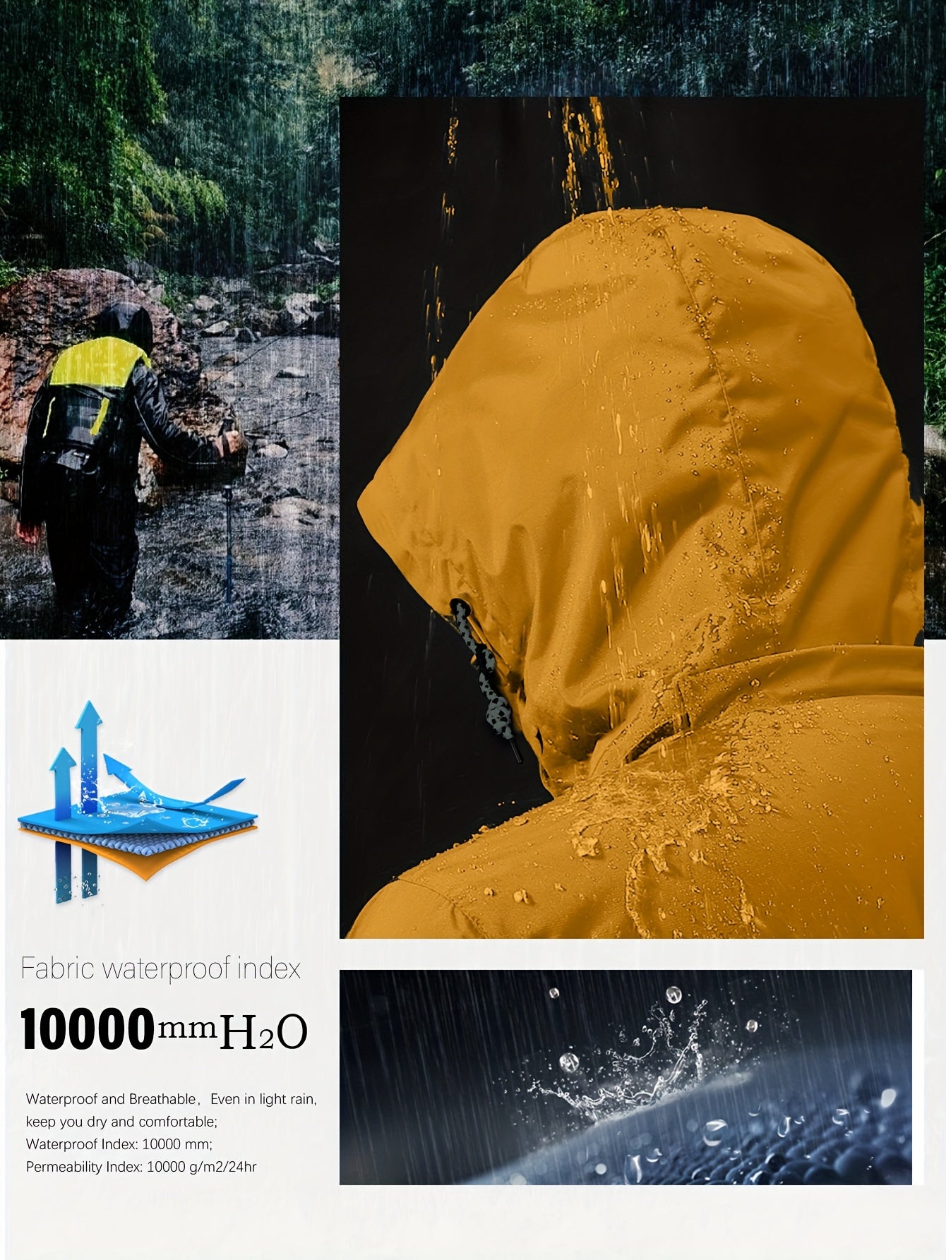 Rain Jacket Women'S Waterproof Hood Transition Jacket Long with Breathable Lining Trench Coat Windbreaker