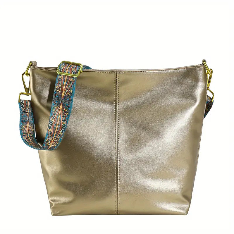 Bolsa Hobo com Alça Geométrica - Grande Capacidade, Retro Crossbody