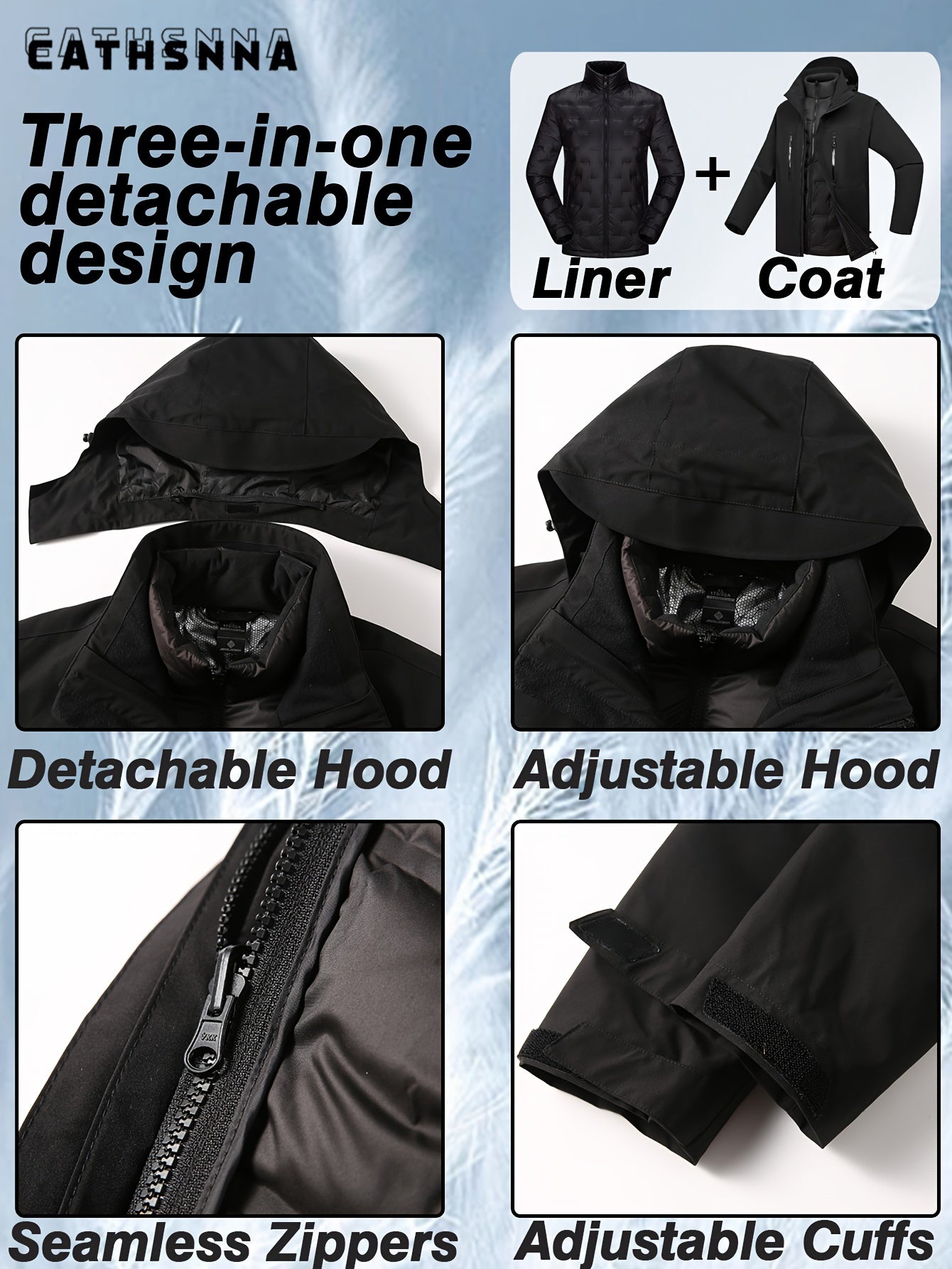 Women'S Warm Casual Jacket Liner Can Be Worn Alone Waterproof Windproof Outdoor Sports Three-in-one Rushing Jacket