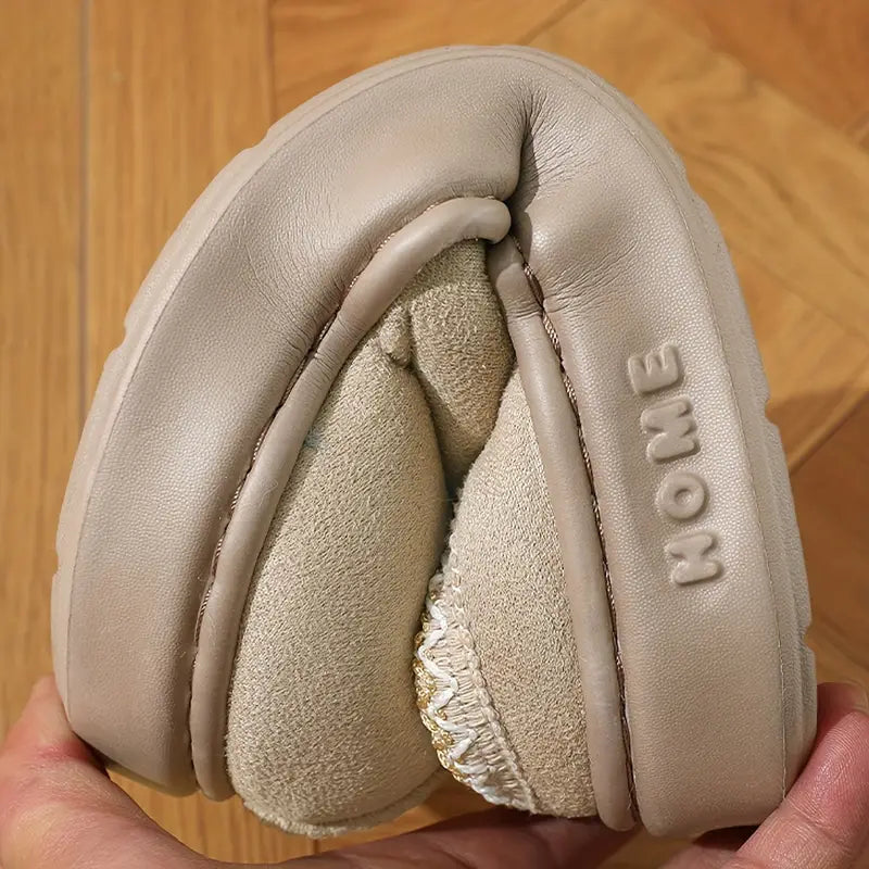Casual Flannel Slippers - Solid Color, Lightweight, Anti-Slip EVA Sole, Warm Indoor Shoes
