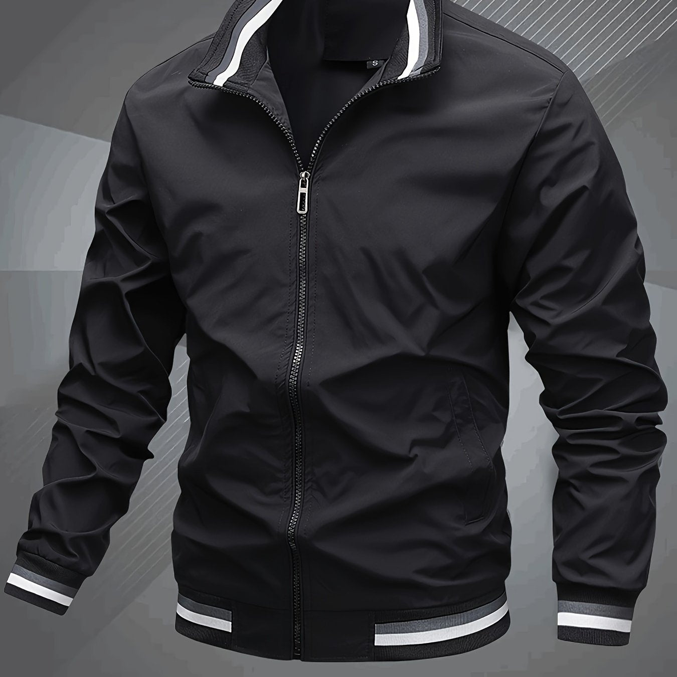 Klassische Bomberjacke mit Baseballkragen für Herren, Windbreaker für Frühling/Herbst