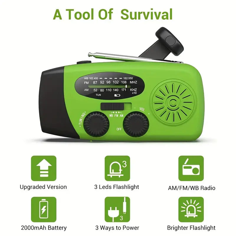 Notfall-Handkurbelradio mit 2000 mAh Powerbank