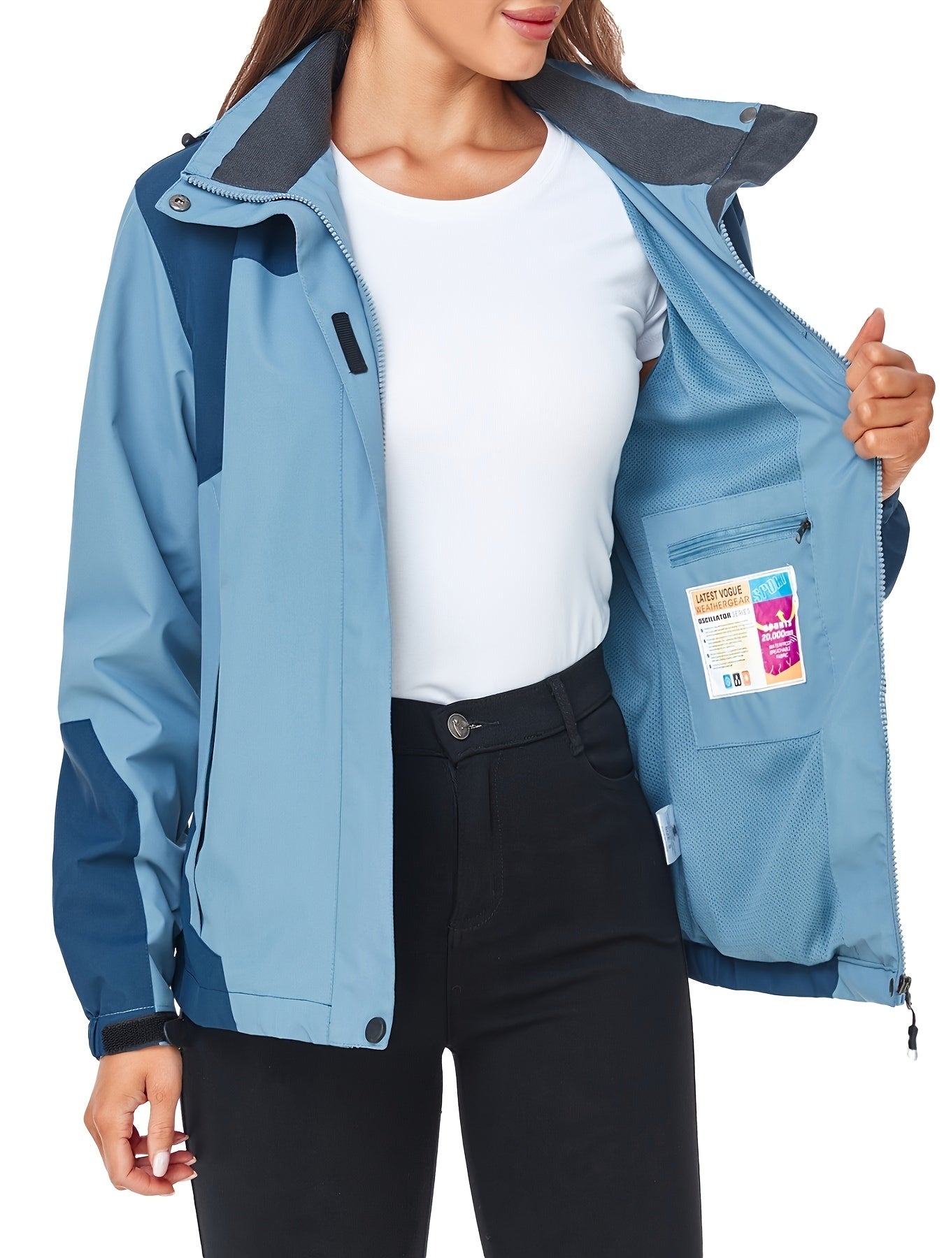 Womens Waterproof Rain Jacket Lightweight Active Outdoor Raincoat With Removable Hood
