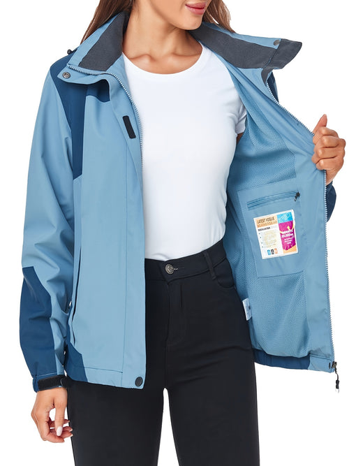 Womens Waterproof Rain Jacket Lightweight Active Outdoor Raincoat With Removable Hood