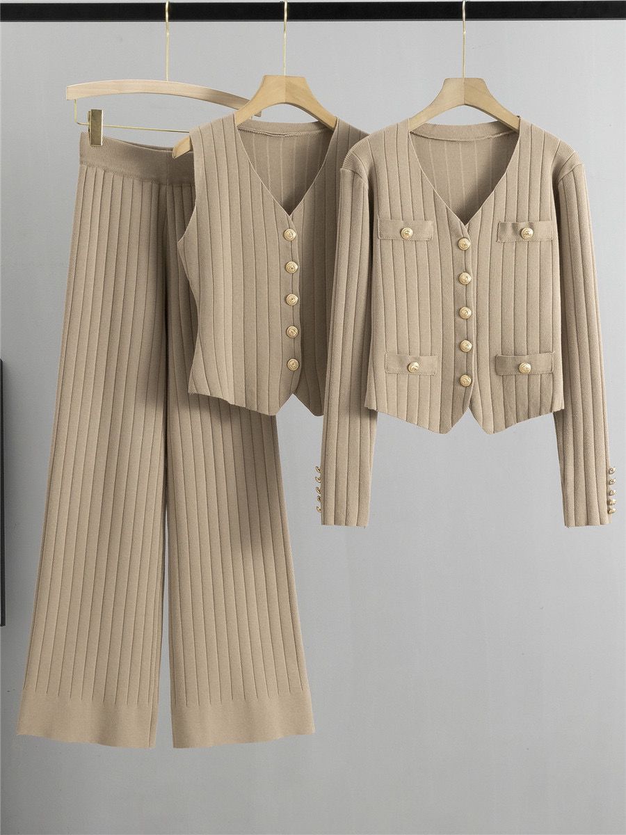Amelia™ - Conjunto de colete de malha elegante coordenado