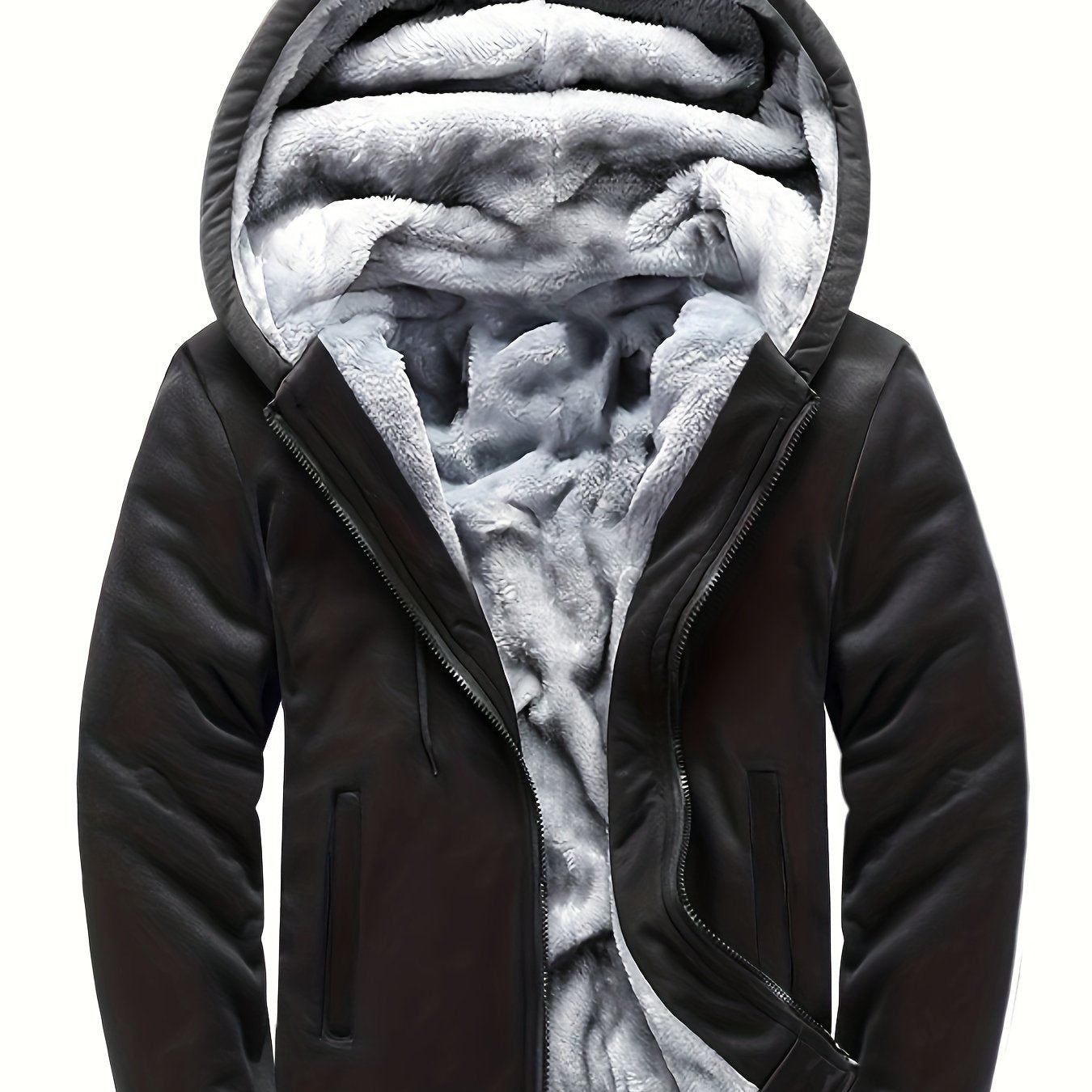 Warme Fleece-Kapuzenjacke für Herren, lässiger Farbblock-Jackenmantel für Herbst und Winter