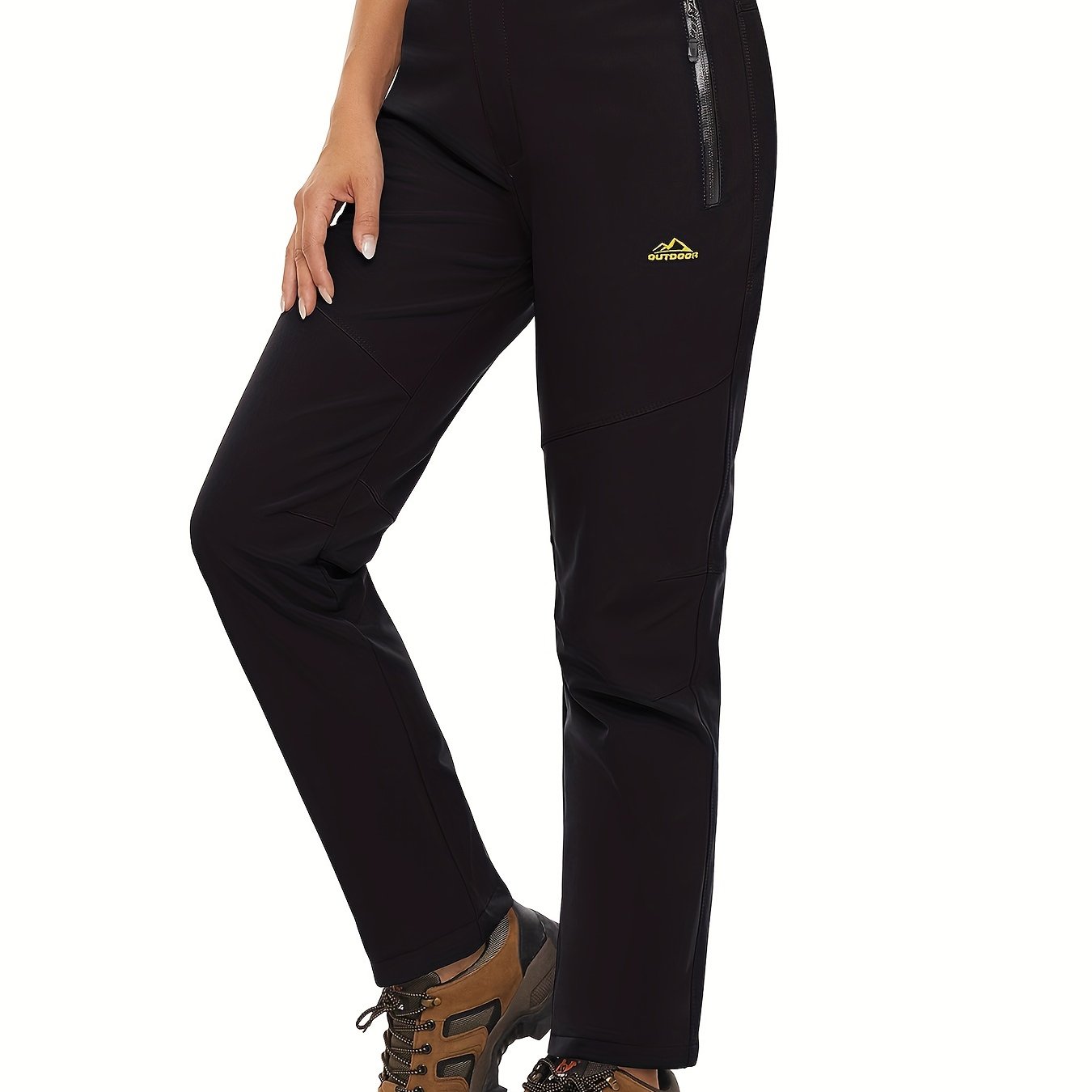 Women'S Winter Ski Pants Water Repellen Fabric Waterproof Thickened Fleece Lined Soft Shell Pants 3 Pocket Zipper Pocket Elastic Belt Winter Outdoor Warm Pants Snowboard Hiking Camping Mountaineering Hiking Trip Fishing Pants