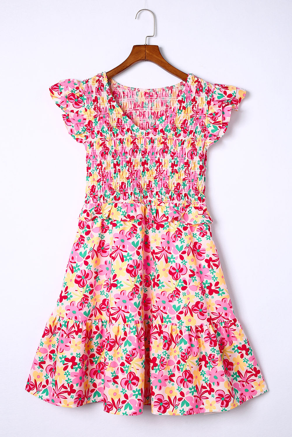 Smocked Bodice Ruffle Floral Dresses