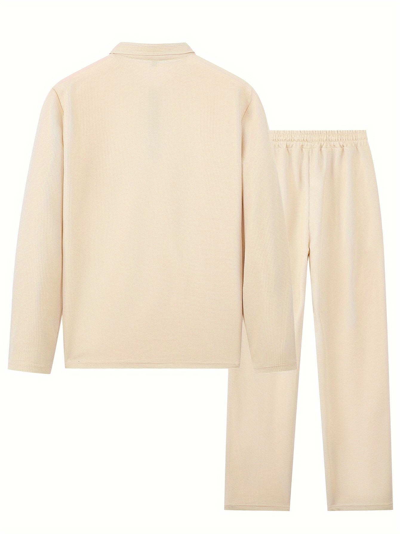 Men's 2-Piece Knitted Set, Pullover Sweatshirt & Drawstring Pants