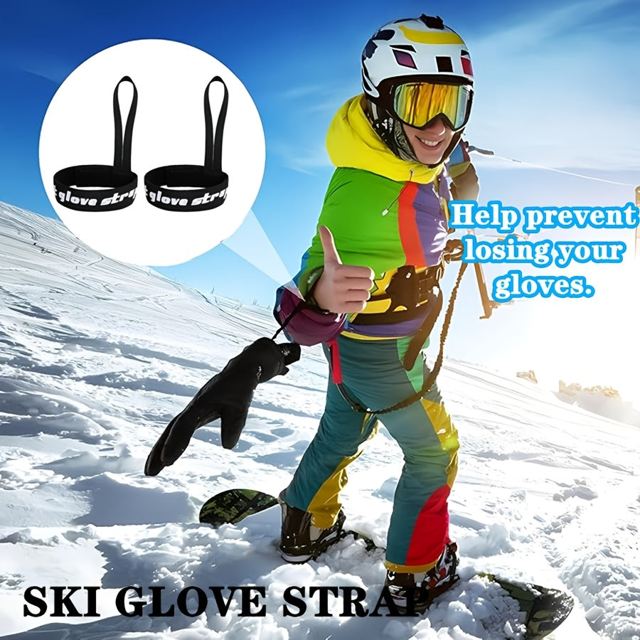 2-Pack/4-Pack Black Polyester Ski Glove Straps, Knit Fabric Wristbands for Secure Glove Hanging, Winter Outdoor Skiing Accessories, Suitable for Comprehensive Training, Ideal Gift for New Year and Valentine'S Day