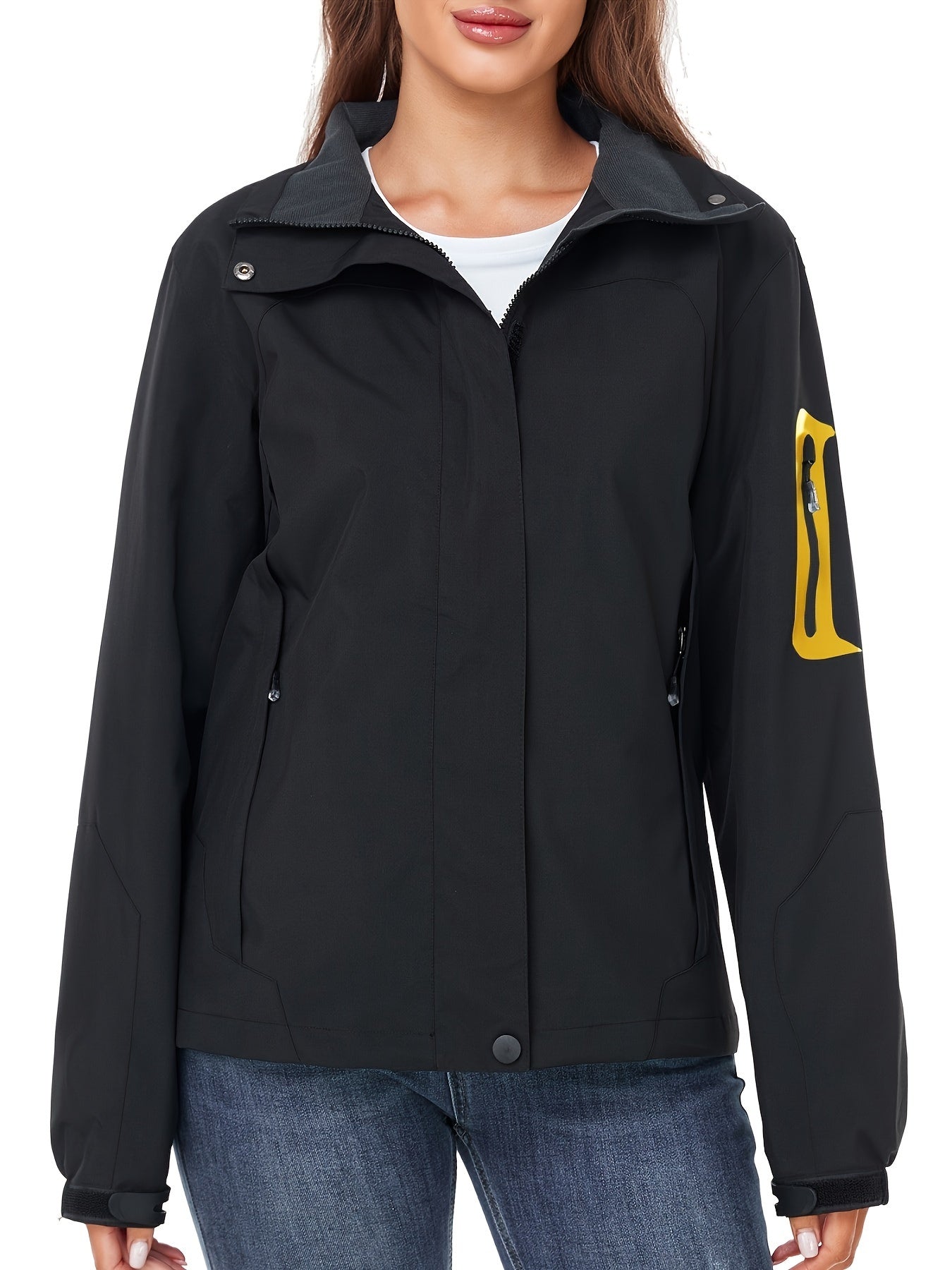 Womens Waterproof Rain Jacket Lightweight Active Outdoor Raincoat With Removable Hood