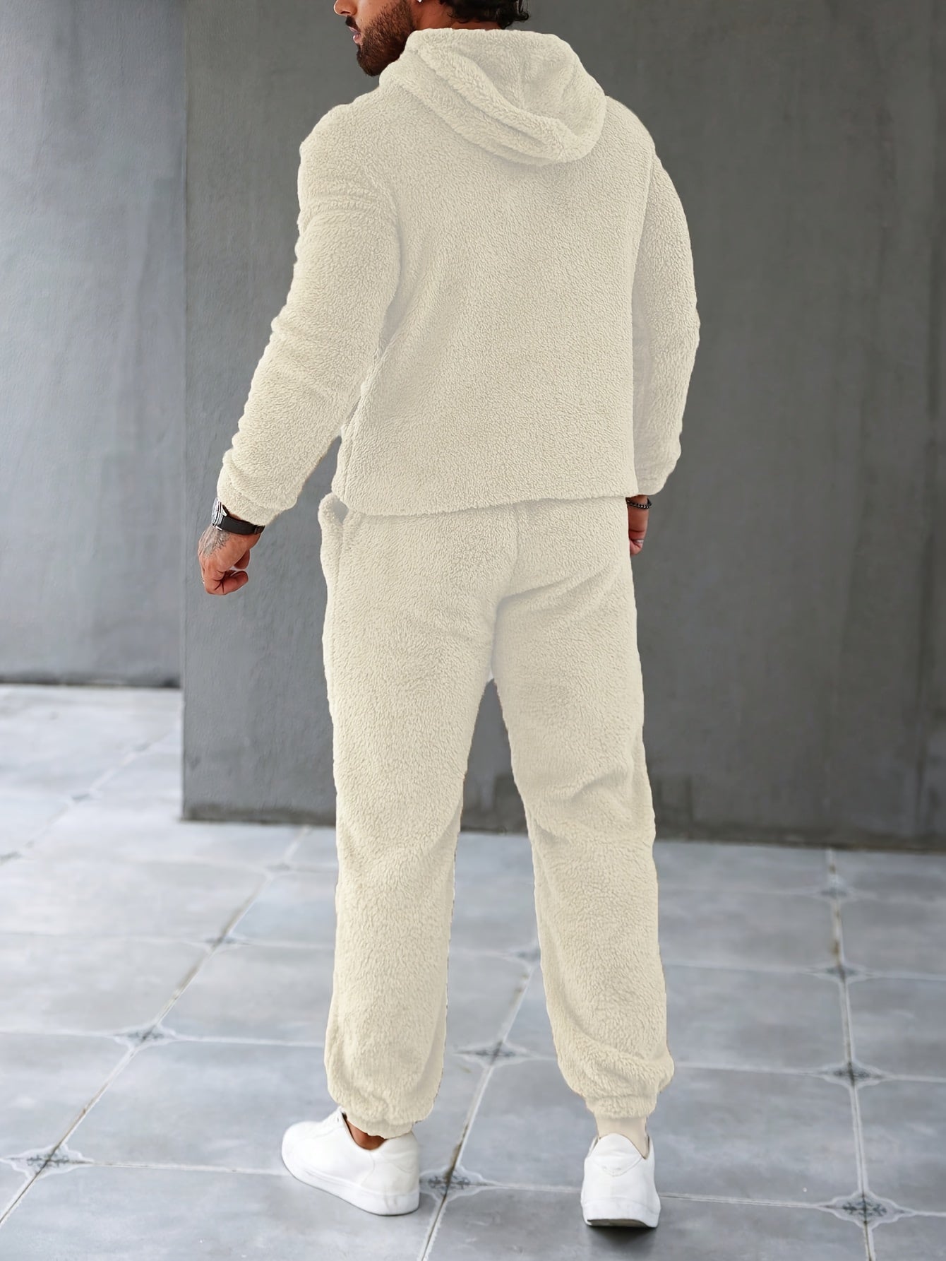 Men's Fleece Hoodie & Sweatpants Set, Casual Fall/Winter Outfit