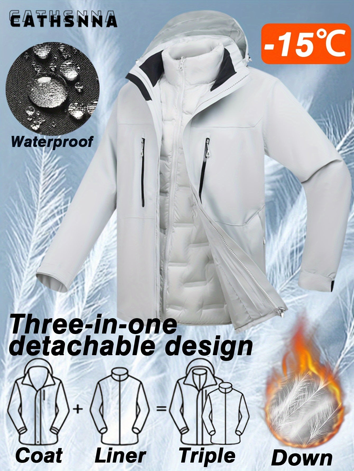 Women'S Warm Casual Jacket Liner Can Be Worn Alone Waterproof Windproof Outdoor Sports Three-in-one Rushing Jacket