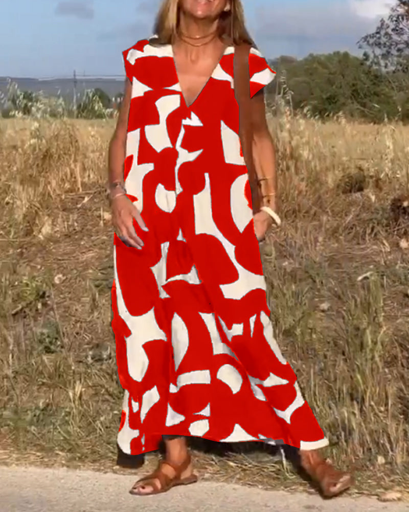 Aria™ - Vestido estampado com decote em V suave e fluido