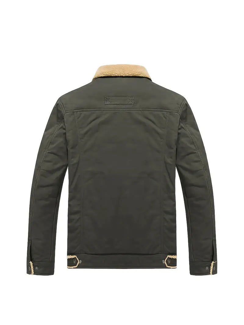 Herren Plüsch Warme und Winddichte Einfarbige Freizeitjacke Einreihige Jacke