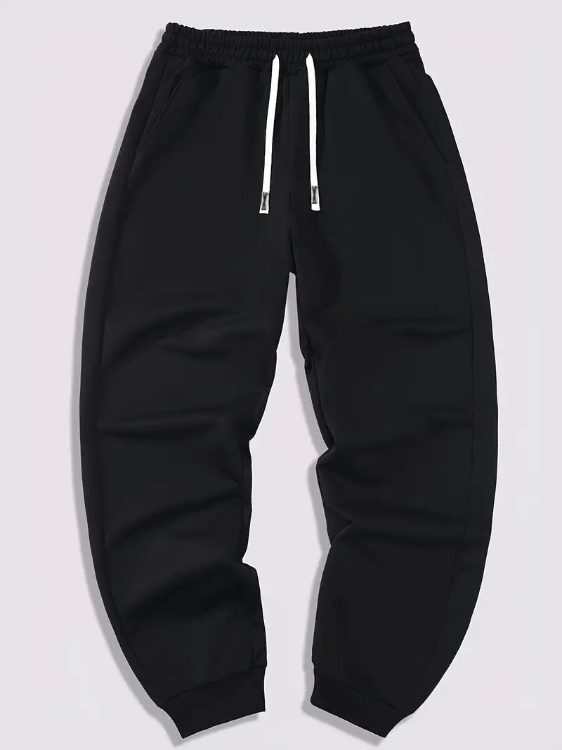 3pcs Men's Joggers - Solid Color, Drawstring Waist, Casual Athletic Sweatpants