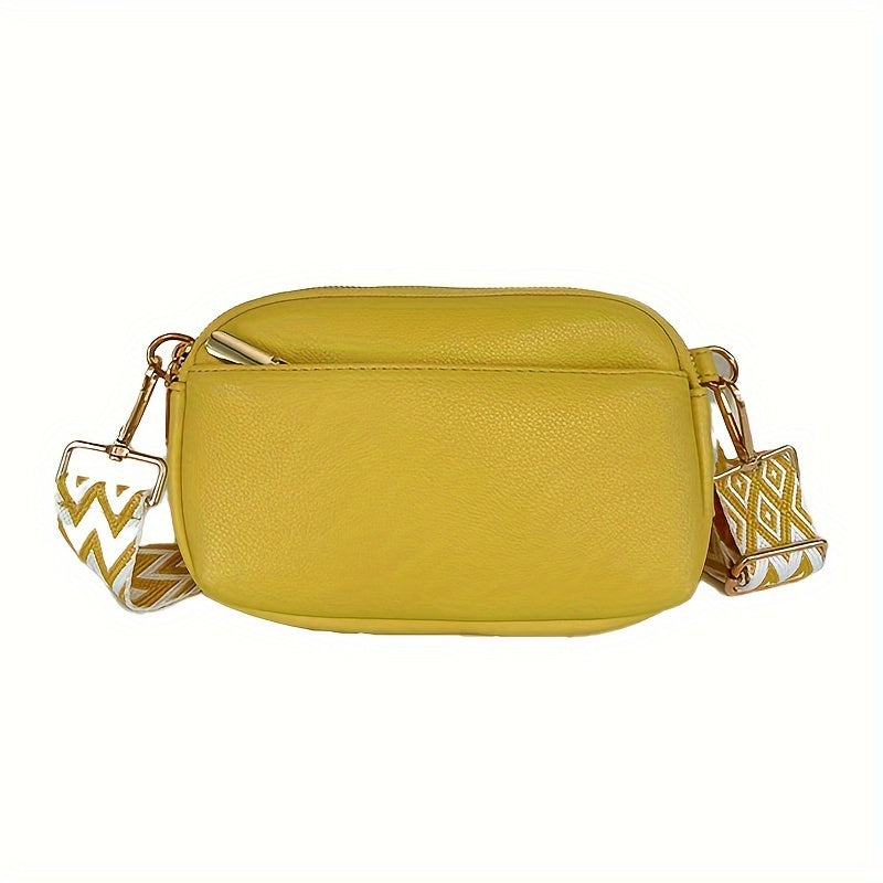Mini Bolsa Crossbody - Quadrada Couro PU, Alça de Ombro Larga