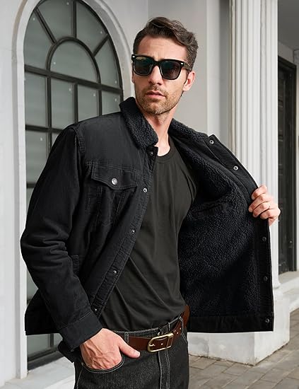 Men's Cargo Jacket - Thermal Lined, Lightweight for Fall & Winter