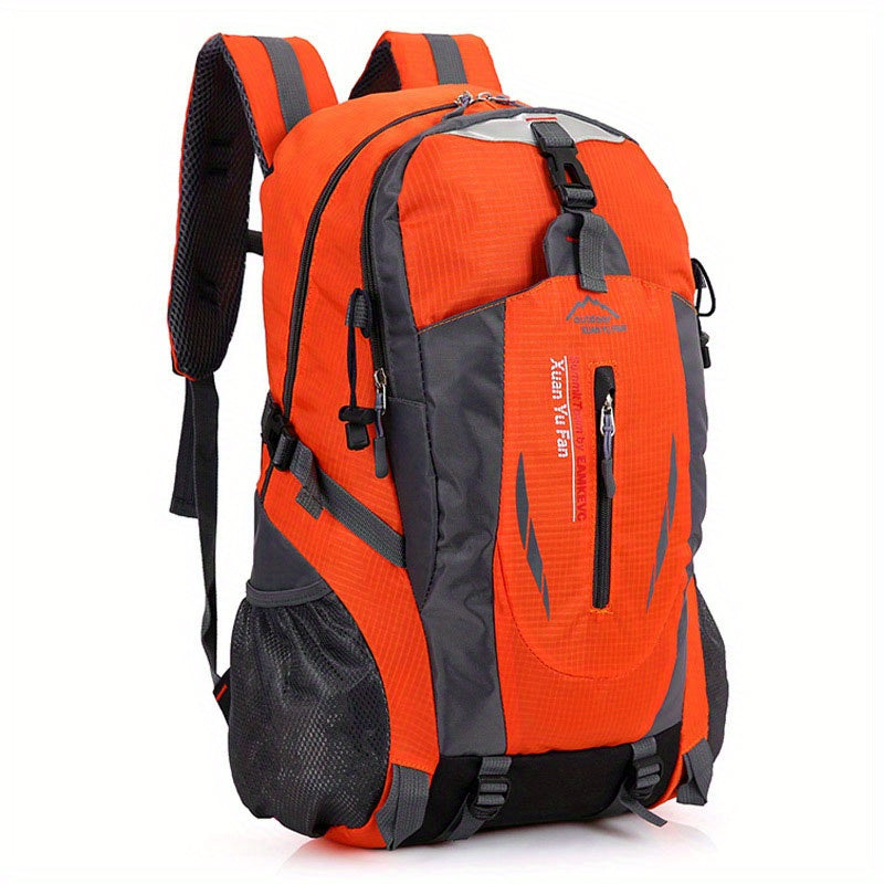 Mochila de caminhada de nylon de ajuste universal - capacidade de 7,93-10,57 galões, não à prova d'água, fecho de zíper, padrão de alfabeto, estilo esportivo para escalada e atividades ao ar livre