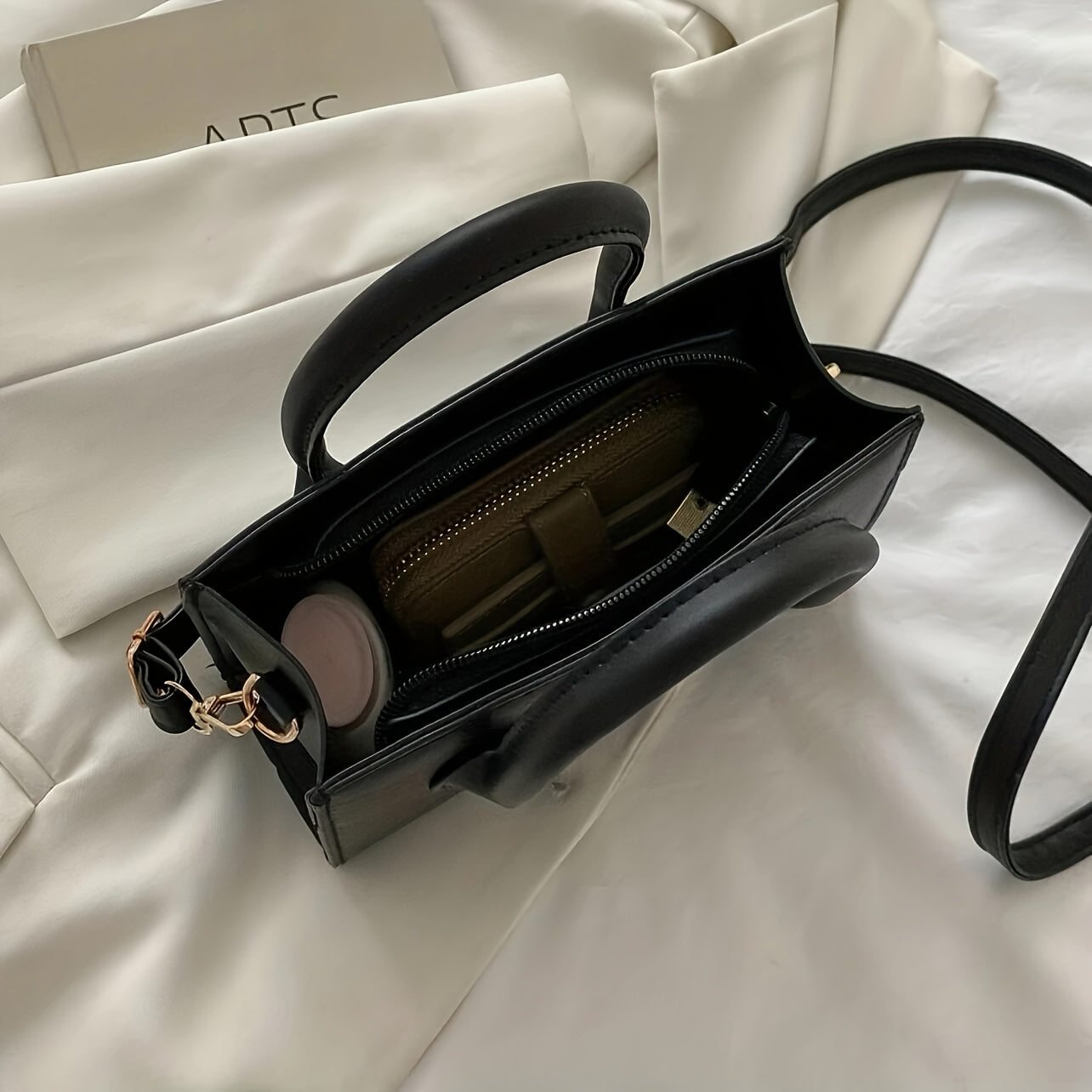 Bolsa quadrada da moda - Mini bolsa transversal, bolsa de ombro minimalista com alça superior