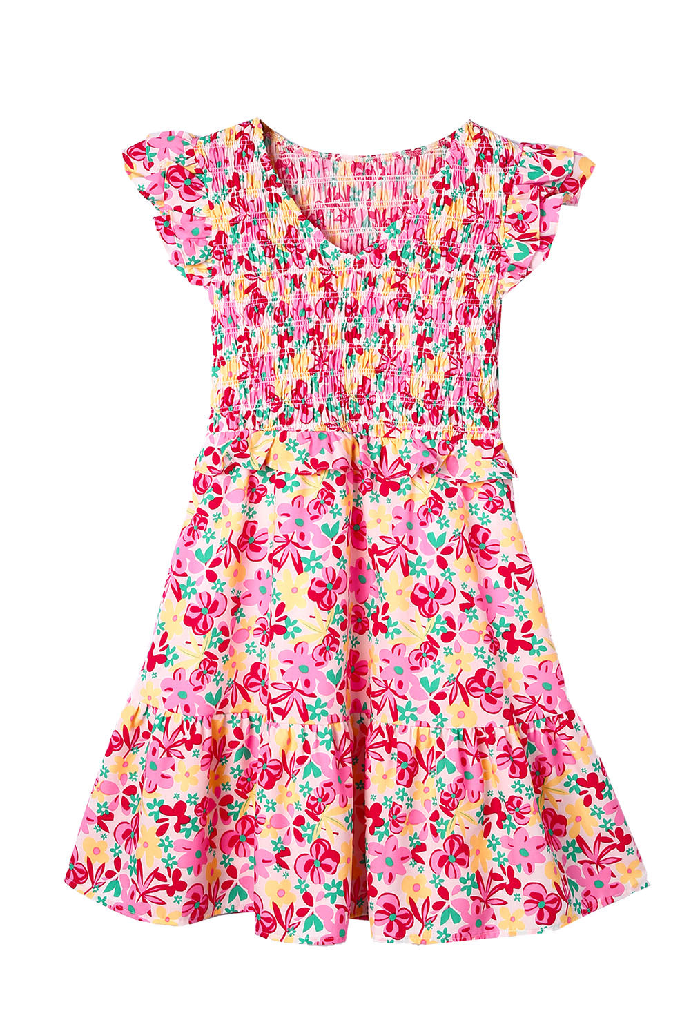 Smocked Bodice Ruffle Floral Dresses