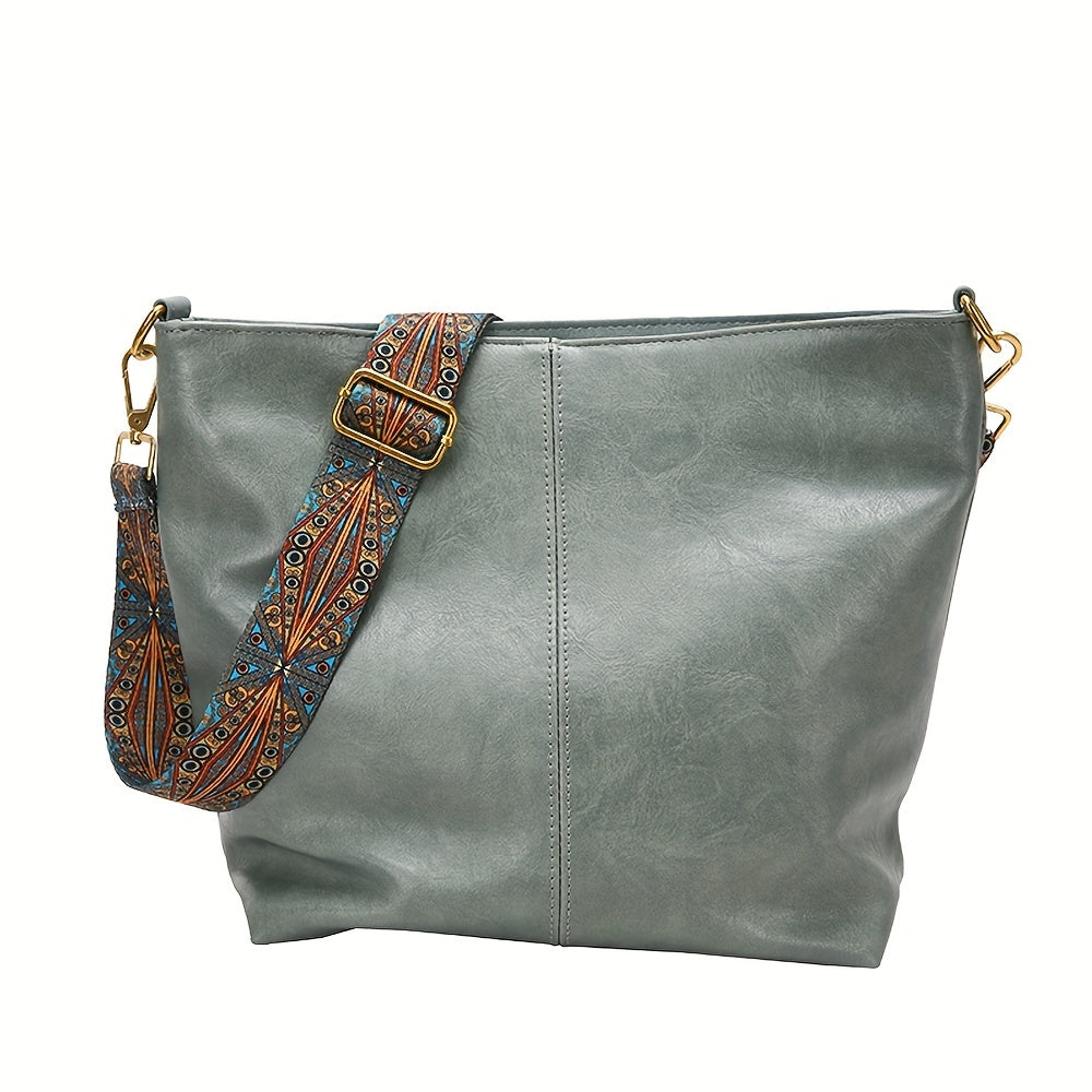 Bolsa Hobo com Alça Geométrica - Grande Capacidade, Retro Crossbody