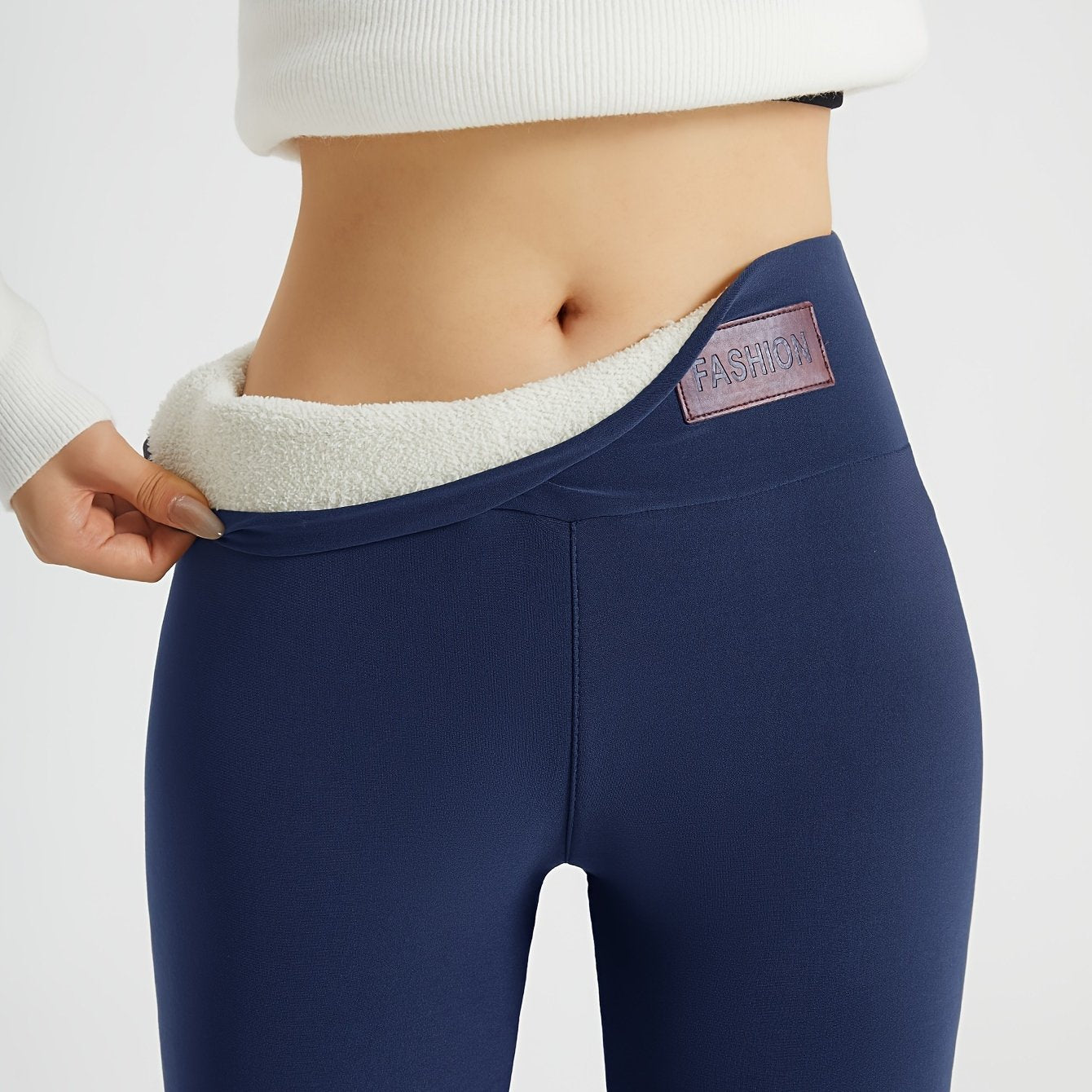 Leggings térmicas de inverno, leggings elásticas casuais e sólidas, roupas femininas