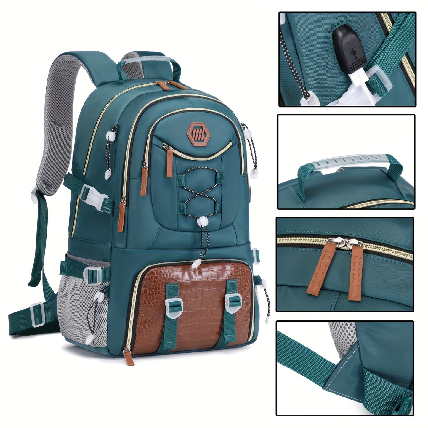 Mochila de viagem ao ar livre com grande capacidade para acampamento esportivo, adequada para homens e mulheres com compartimento para laptop de 17 polegadas