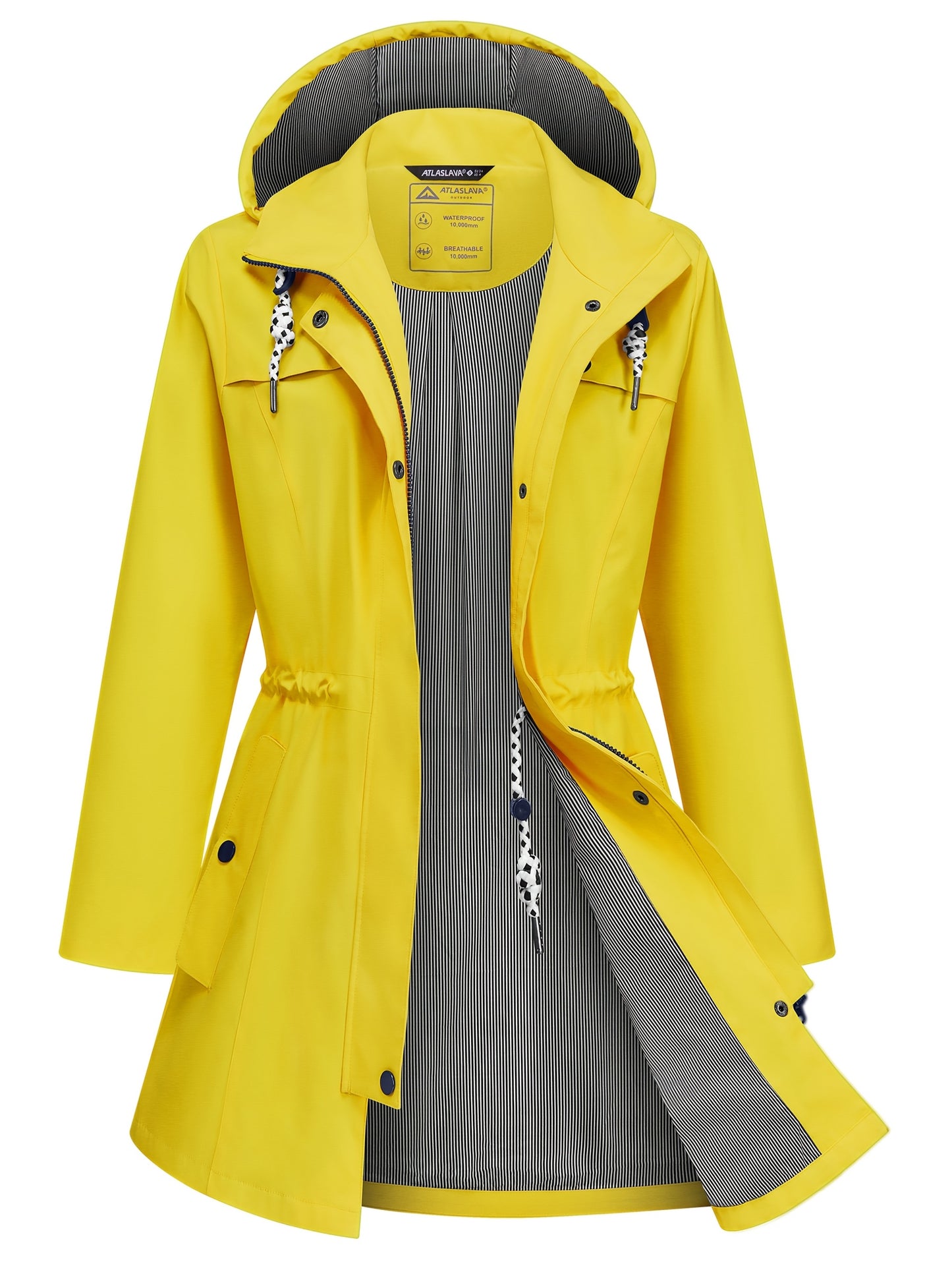 Women'S Lightweight Waterproof Rain Jacket with Hood - Casual Long Sleeve Windbreaker, Lightweight Trench Coat for Outdoor Use, Hooded Windbreaker