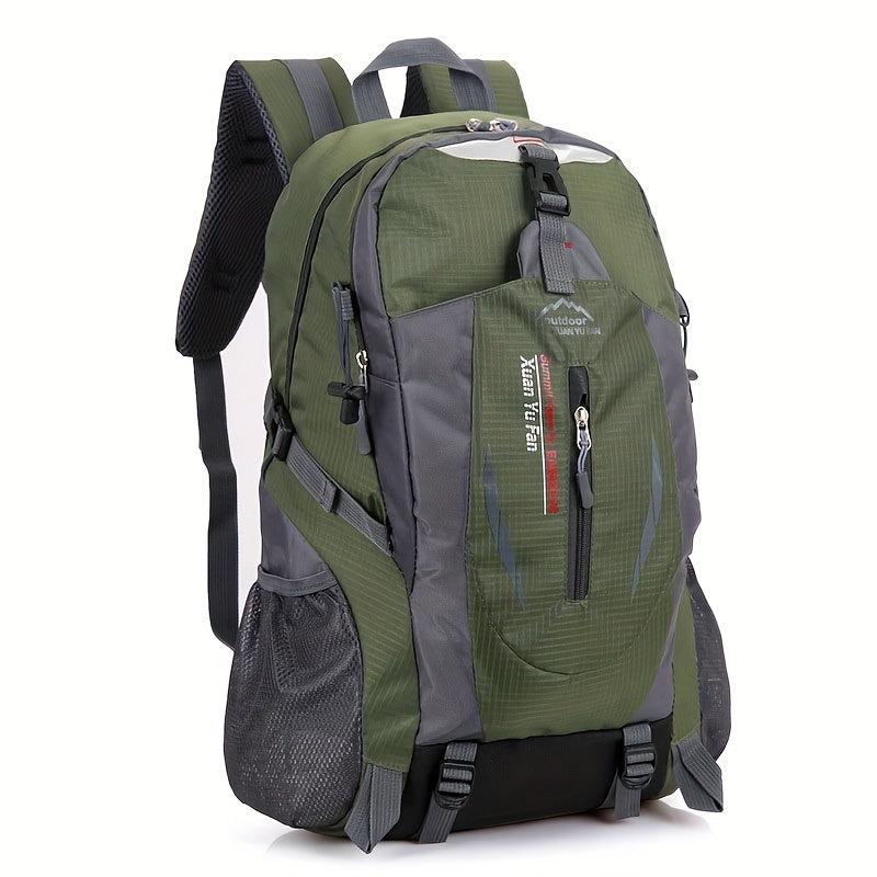 Mochila de caminhada de nylon de ajuste universal - capacidade de 7,93-10,57 galões, não à prova d'água, fecho de zíper, padrão de alfabeto, estilo esportivo para escalada e atividades ao ar livre