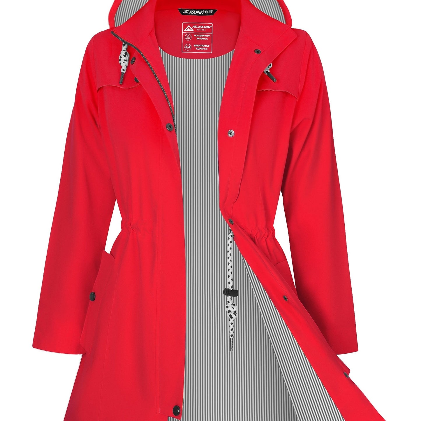 Women'S Lightweight Waterproof Rain Jacket with Hood - Casual Long Sleeve Windbreaker, Lightweight Trench Coat for Outdoor Use, Hooded Windbreaker