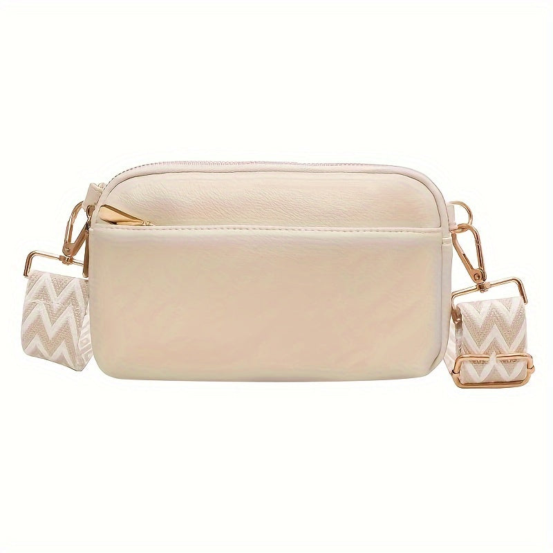 Mini Bolsa Crossbody - Quadrada Couro PU, Alça de Ombro Larga