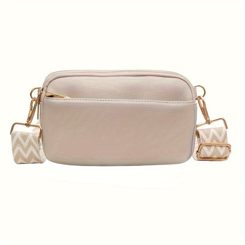 Mini Bolsa Crossbody - Quadrada Couro PU, Alça de Ombro Larga