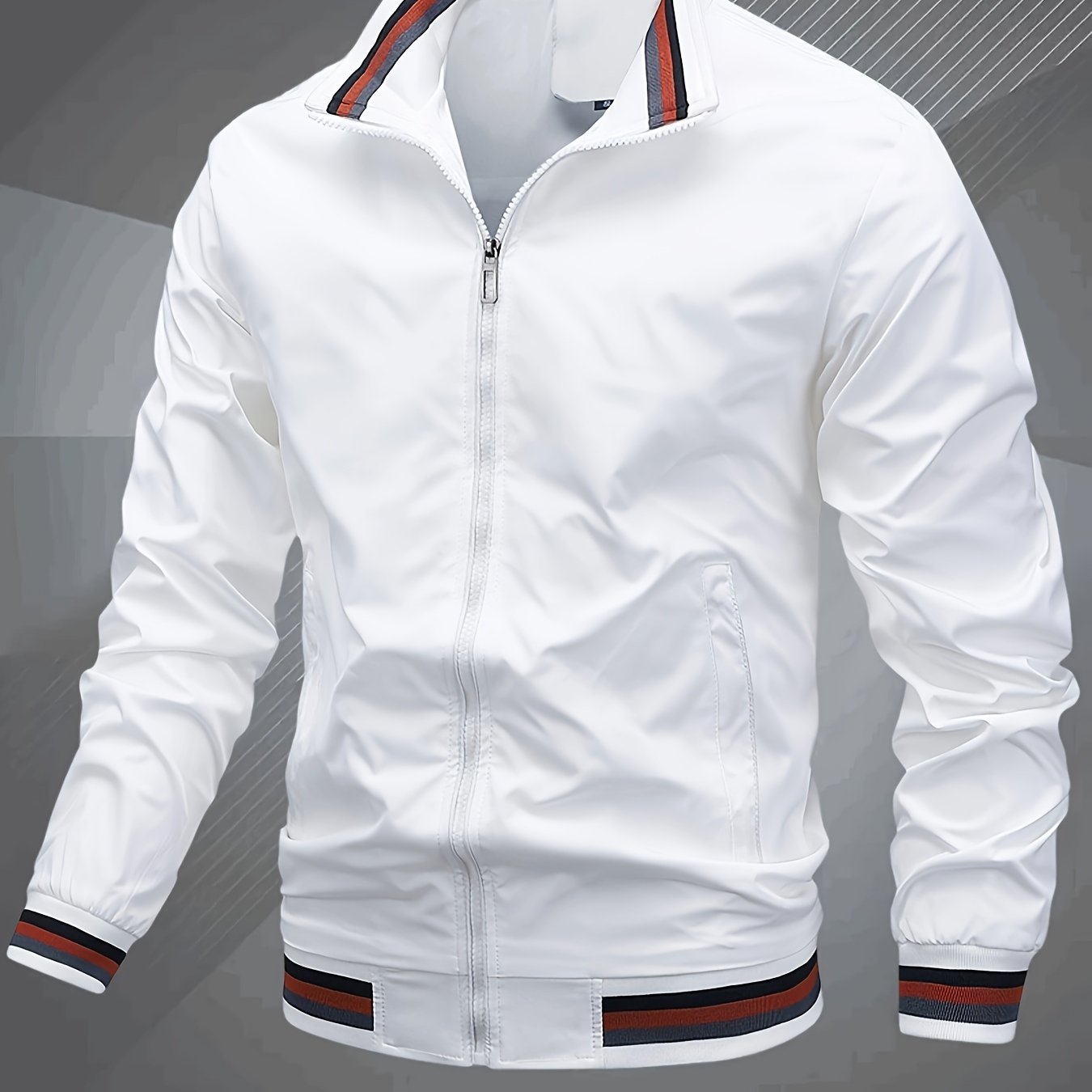Klassische Bomberjacke mit Baseballkragen für Herren, Windbreaker für Frühling/Herbst
