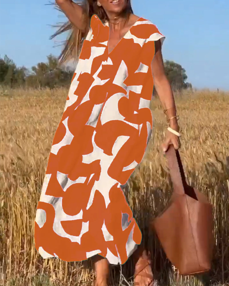 Aria™ - Vestido estampado com decote em V suave e fluido