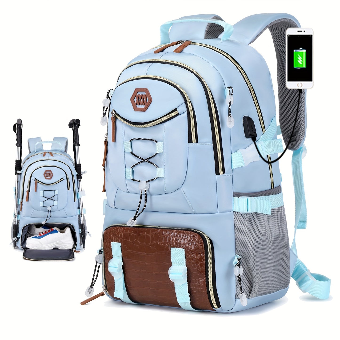 A Large Capacity Travel Backpack For Men, 40L Hiking Camping Backpack With Shoe Compartment, Multifunctional Casual Backpack, Can Fit A 17.3-inch Laptop Backpack.