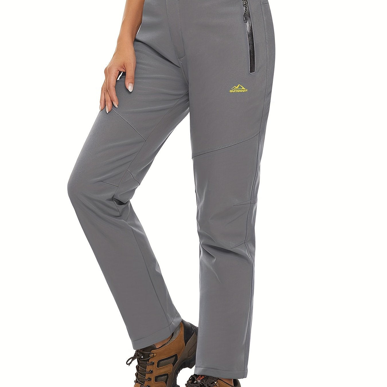 Women'S Winter Ski Pants Water Repellen Fabric Waterproof Thickened Fleece Lined Soft Shell Pants 3 Pocket Zipper Pocket Elastic Belt Winter Outdoor Warm Pants Snowboard Hiking Camping Mountaineering Hiking Trip Fishing Pants