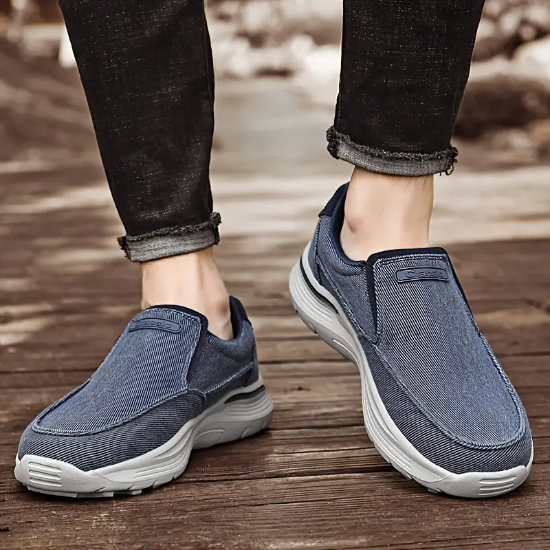 Men's Canvas Breathable Slip On Loafer Shoes Comfortable Walking Sneakers