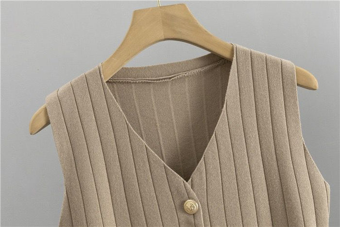 Amelia™ - Conjunto de colete de malha elegante coordenado