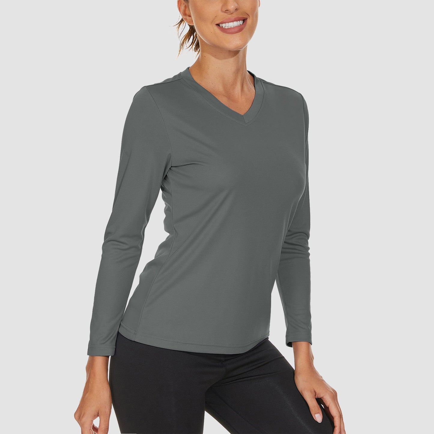 Women's Long Sleeve Shirts UPF 50+ Sun Protection T Shirts V Neck Hiking Shirt Running Workout Performance Tee