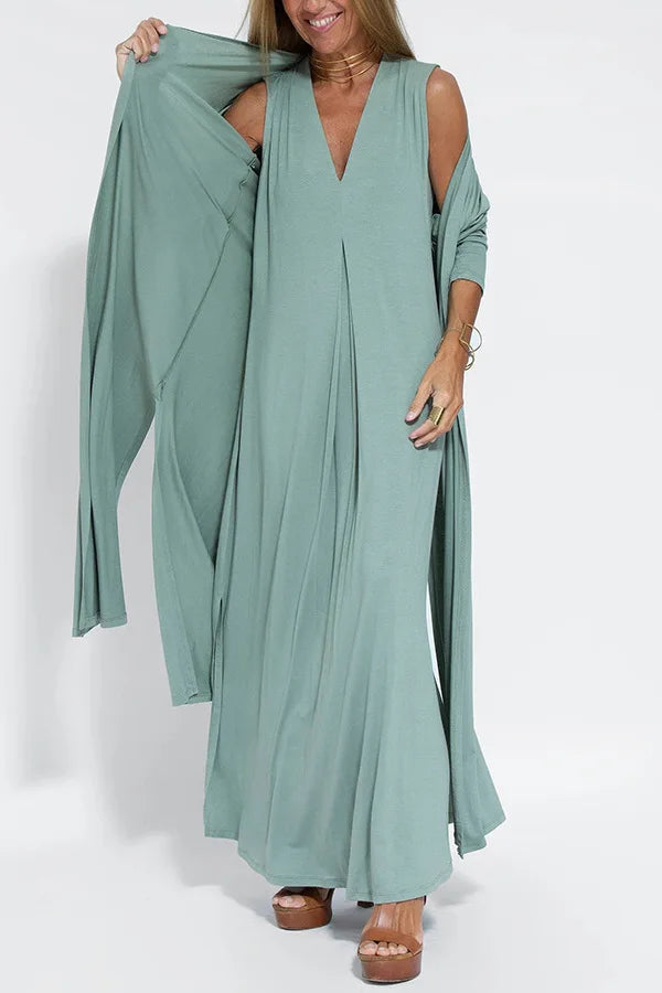 Olivia™ - Vestido de luxo confortável com cardigan