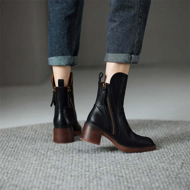Aubrey™ - Botas de couro veganas estilosas