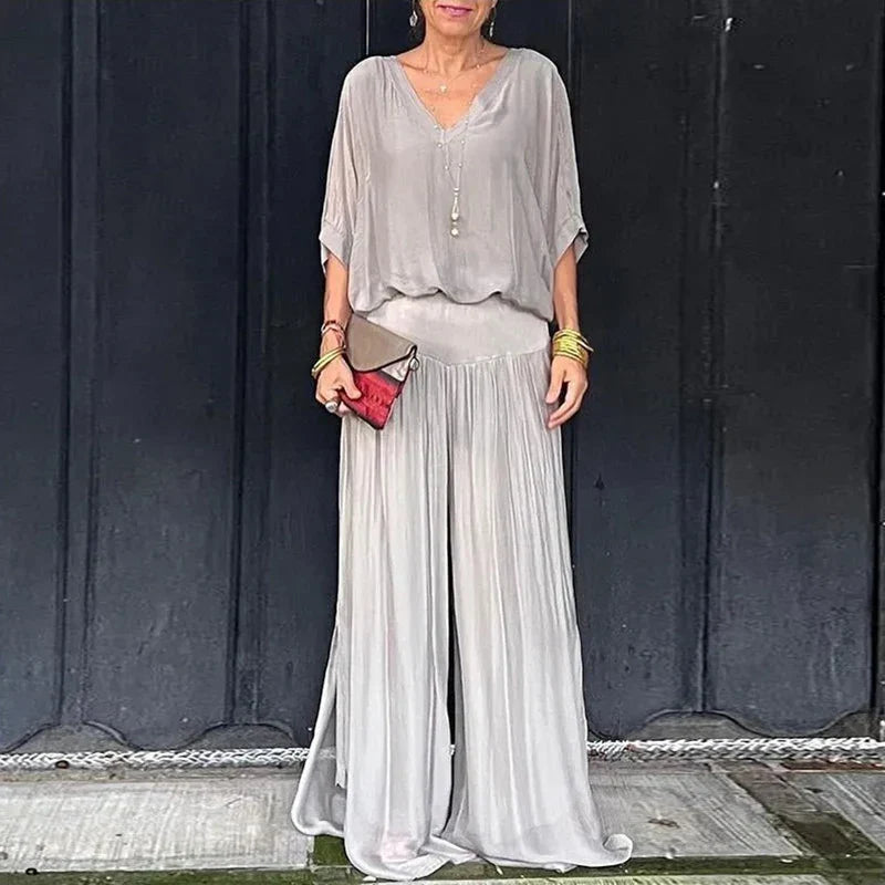 Ellie™ – Elegantes Chiffon-Top mit Hose, zweiteiliges Set