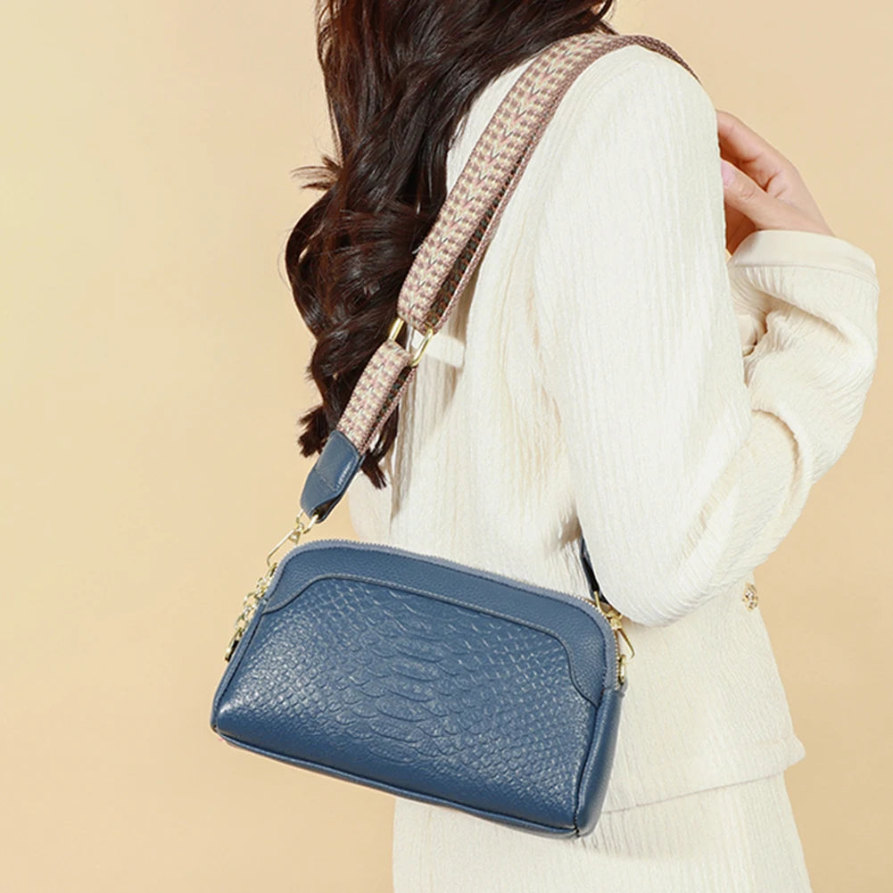 Olivia™ Elegant Allure | Bolsa tiracolo mini com padrão crocodilo